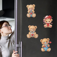 Load image into Gallery viewer, 6Pcs Acrylic Valentine Day Love Bear Diamond Art Refrigerator Magnets Sticker
