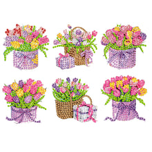 Load image into Gallery viewer, 6Pcs Acrylic Tulip DIY Diamond Art Refrigerator Magnets Sticker for Beginners
