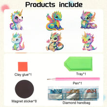 Load image into Gallery viewer, 6Pcs Acrylic Dinosaur DIY Diamond Art Refrigerator Magnets Sticker for Beginners
