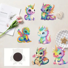 Load image into Gallery viewer, 6Pcs Acrylic Dinosaur DIY Diamond Art Refrigerator Magnets Sticker for Beginners
