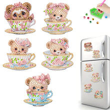 Load image into Gallery viewer, 5Pcs Porcelain Cup Bear Diamond Art Fridge Magnet Diamond Painting Fridge Magnet
