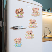Load image into Gallery viewer, 5Pcs Porcelain Cup Bear Diamond Art Fridge Magnet Diamond Painting Fridge Magnet
