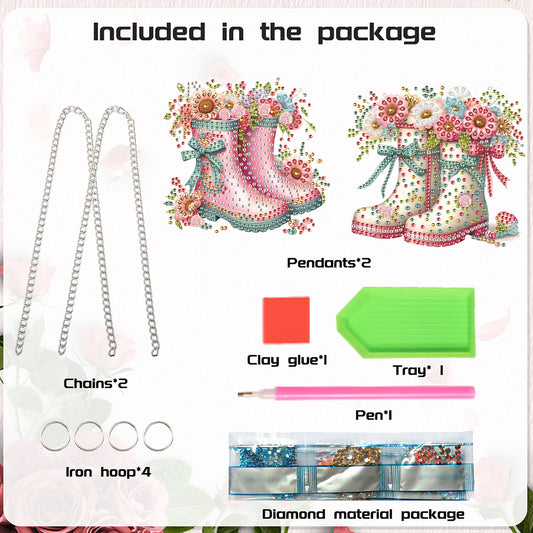 2Pcs Special Shape Flower Car Diamond Painting Ornaments for Garden Window Decor