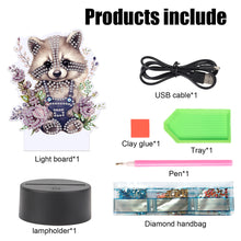 Load image into Gallery viewer, Acrylic Double Sided Diamond Painting LED Night Light for Adults (Raccoon)
