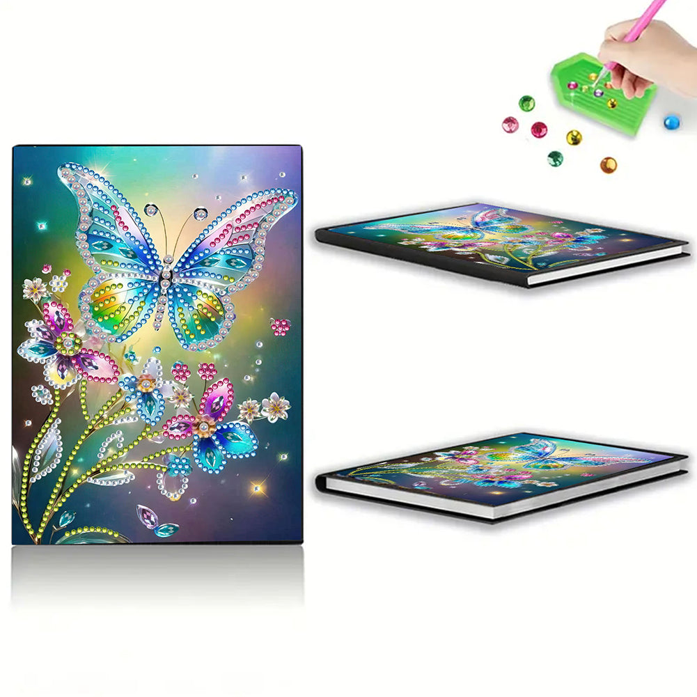 DIY Diamond Art Diary Book Journal Notebook 60 Pages A5 Diary(Dream Butterfly)