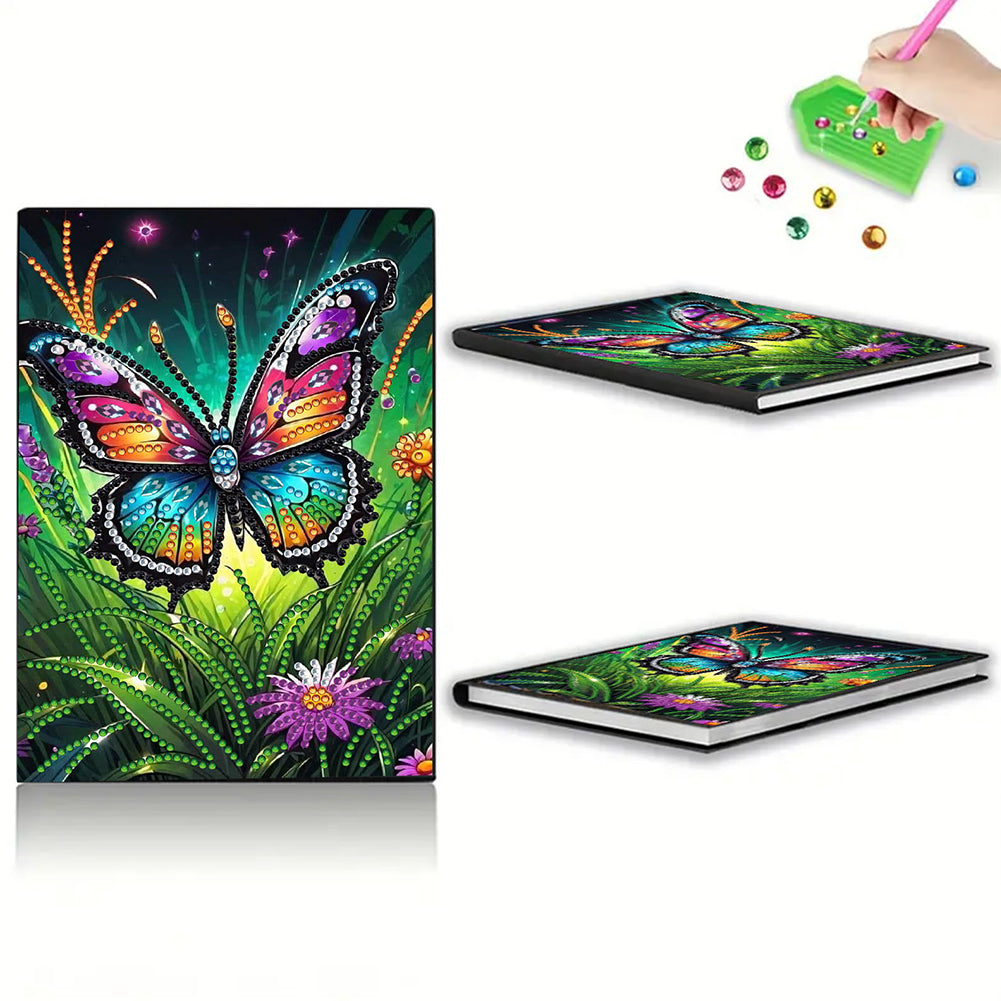 DIY Diamond Art Diary Book Journal Notebook 60 Pages A5 Diary(Garden Butterfly)