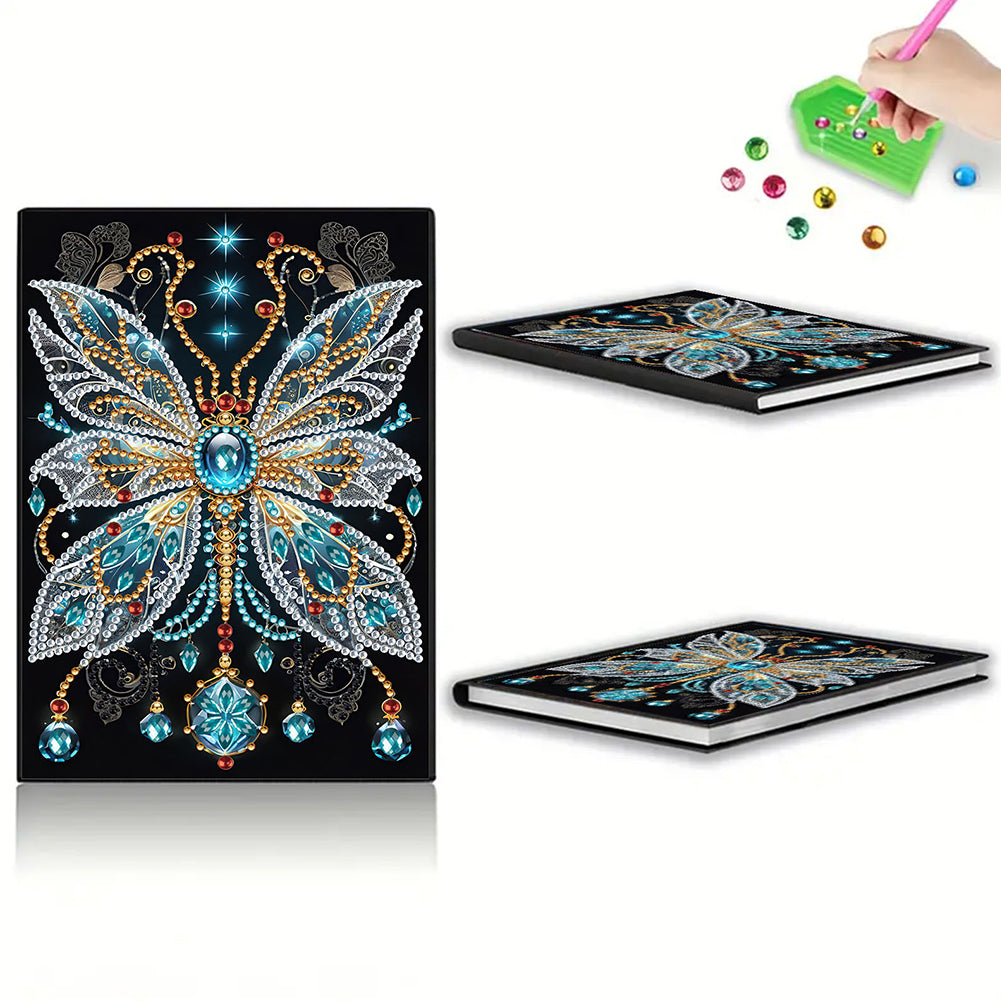 DIY Diamond Art Diary Book Journal Notebook 60 Pages A5 Diary(Gem Butterfly)