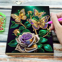 Load image into Gallery viewer, DIY Diamond Art Diary Book Journal Notebook 60 Pages A5 Diary(Butterfly Rose)
