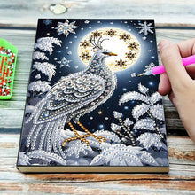 Load image into Gallery viewer, DIY Diamond Art Diary Book Journal Notebook 60 Pages A5 Diary(Snow Peacock)
