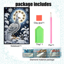 Load image into Gallery viewer, DIY Diamond Art Diary Book Journal Notebook 60 Pages A5 Diary(Snow Peacock)
