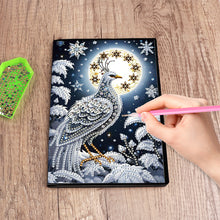 Load image into Gallery viewer, DIY Diamond Art Diary Book Journal Notebook 60 Pages A5 Diary(Snow Peacock)
