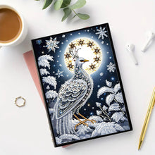 Load image into Gallery viewer, DIY Diamond Art Diary Book Journal Notebook 60 Pages A5 Diary(Snow Peacock)
