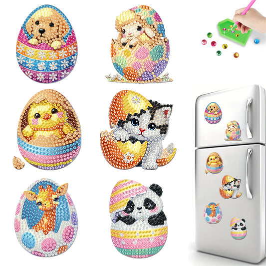6Pcs Easter Eggs 5D DIY Diamond Painting Fridge Magnet for Adults Beginners