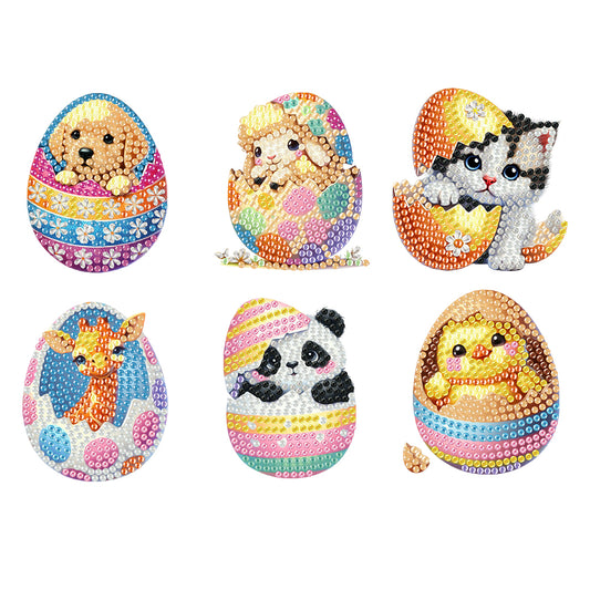 6Pcs Easter Eggs 5D DIY Diamond Painting Fridge Magnet for Adults Beginners