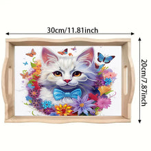 Load image into Gallery viewer, Wooden Cat 5D DIY Diamond Painting Tray Art Craft for Desk Coffee Table

