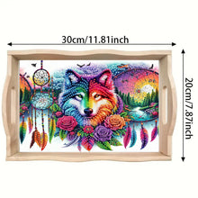 Load image into Gallery viewer, Wood Wolf Dream Catcher 5D Diamond Painting Tray Art Craft for Desk Coffee Table
