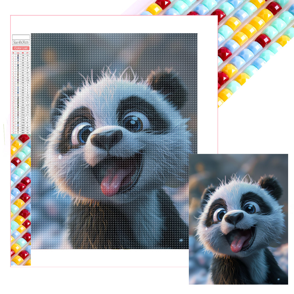 Diamond Painting - Full Square - Cute cartoon black and white pandas (30*40CM)