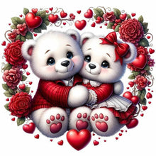 Load image into Gallery viewer, Diamond Painting - Full Round - Valentine&#39;s Day Love Rose Wreath White Bear (40*40CM)
