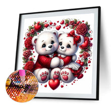 Load image into Gallery viewer, Diamond Painting - Full Round - Valentine&#39;s Day Love Rose Wreath White Bear (40*40CM)
