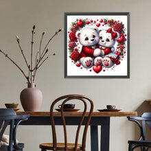 Load image into Gallery viewer, Diamond Painting - Full Round - Valentine&#39;s Day Love Rose Wreath White Bear (40*40CM)
