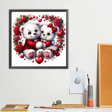 Load image into Gallery viewer, Diamond Painting - Full Round - Valentine&#39;s Day Love Rose Wreath White Bear (40*40CM)
