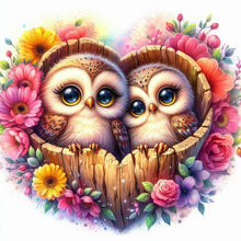 Load image into Gallery viewer, Diamond Painting - Full Round - Valentine&#39;s Day Love Tree Bush Owl (40*40CM)
