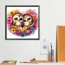 Load image into Gallery viewer, Diamond Painting - Full Round - Valentine&#39;s Day Love Tree Bush Owl (40*40CM)
