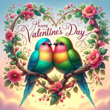 Load image into Gallery viewer, Diamond Painting - Full Round - Valentine&#39;s Day Love Wreath Parrot (40*40CM)
