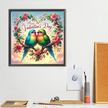 Load image into Gallery viewer, Diamond Painting - Full Round - Valentine&#39;s Day Love Wreath Parrot (40*40CM)
