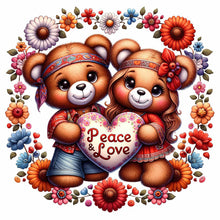 Load image into Gallery viewer, Diamond Painting - Full Round - Valentine&#39;s Day Wreath Love Bears (40*40CM)
