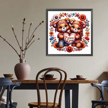 Load image into Gallery viewer, Diamond Painting - Full Round - Valentine&#39;s Day Wreath Love Bears (40*40CM)
