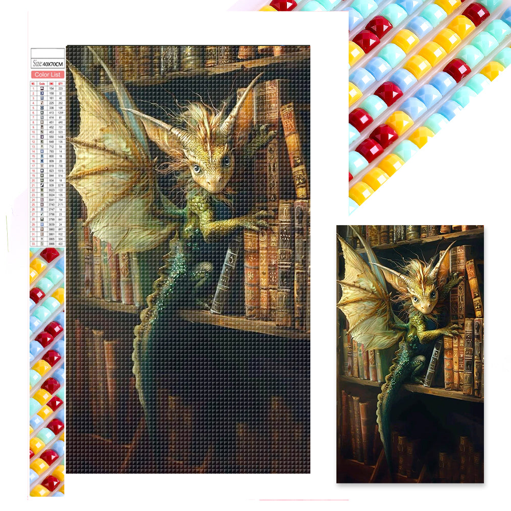 Diamond Painting - Full Square - Dragon on the bookshelf (40*70CM)