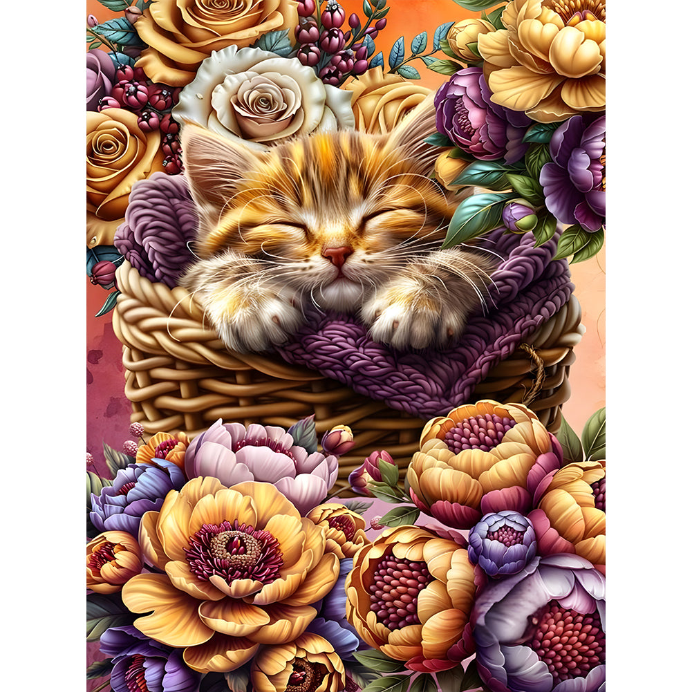 Diamond Painting - Full Round - Flower Cat (30*40CM)