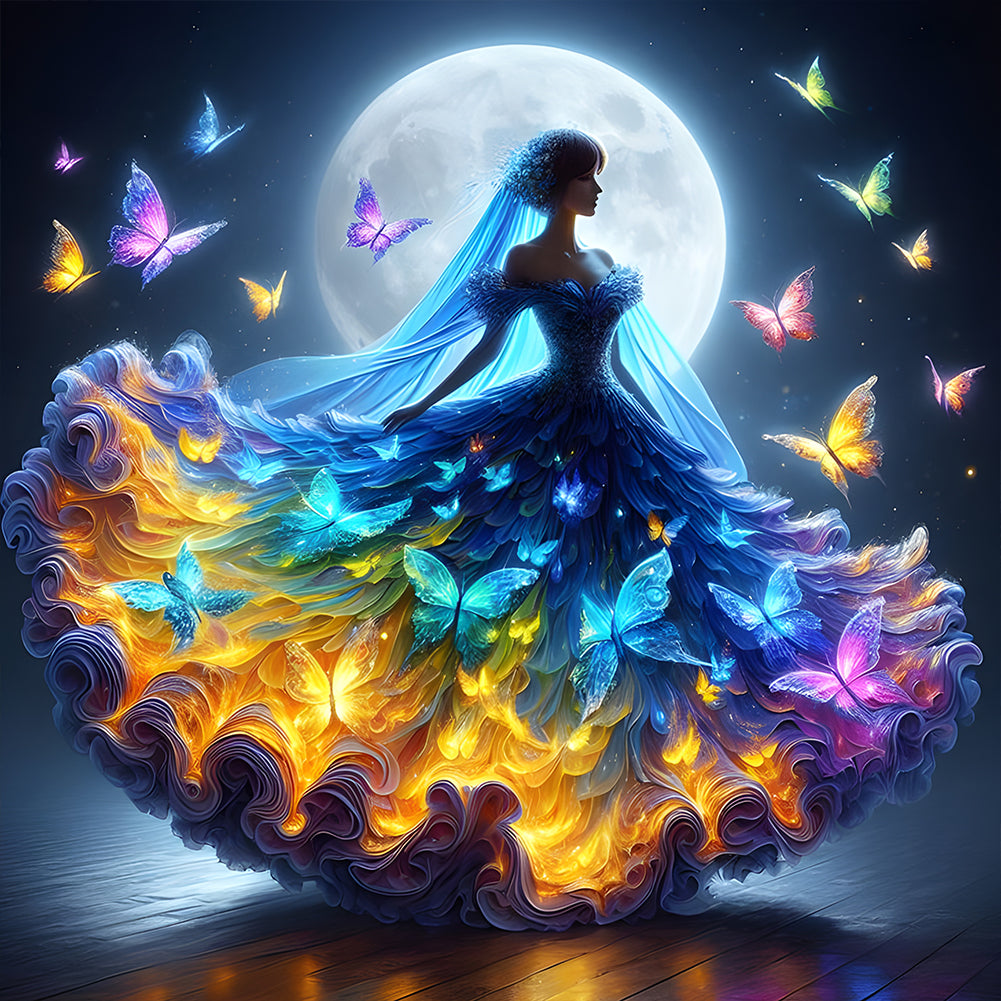 Diamond Painting - Full Round - Girl with Beautiful Skirt (40*40CM)