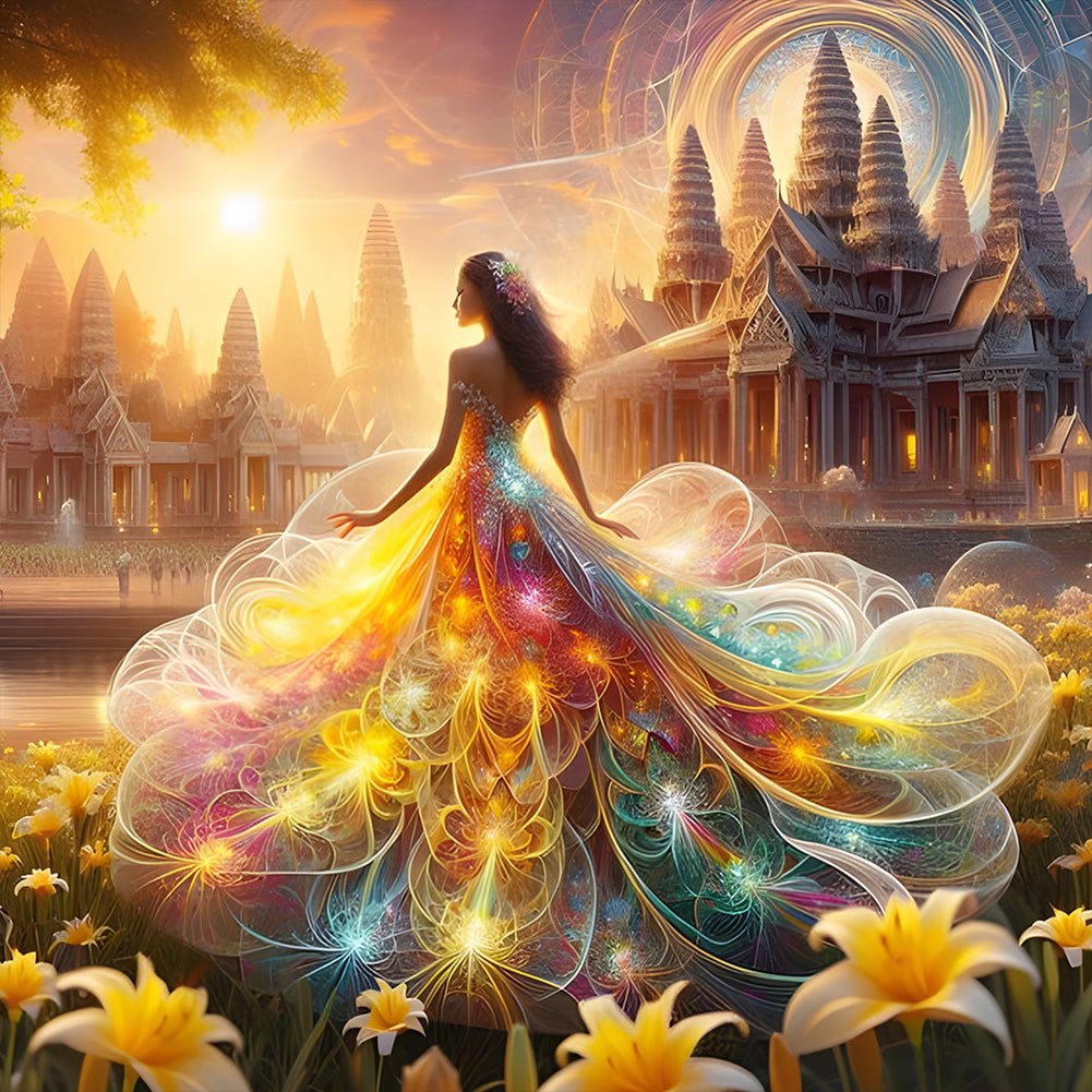 Diamond Painting - Full Round - Girl with Beautiful Skirt (40*40CM)