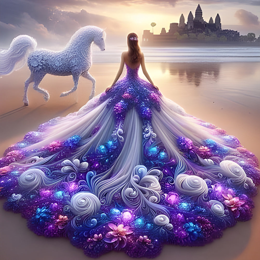 Diamond Painting - Full Round - Girl with Beautiful Skirt (40*40CM)