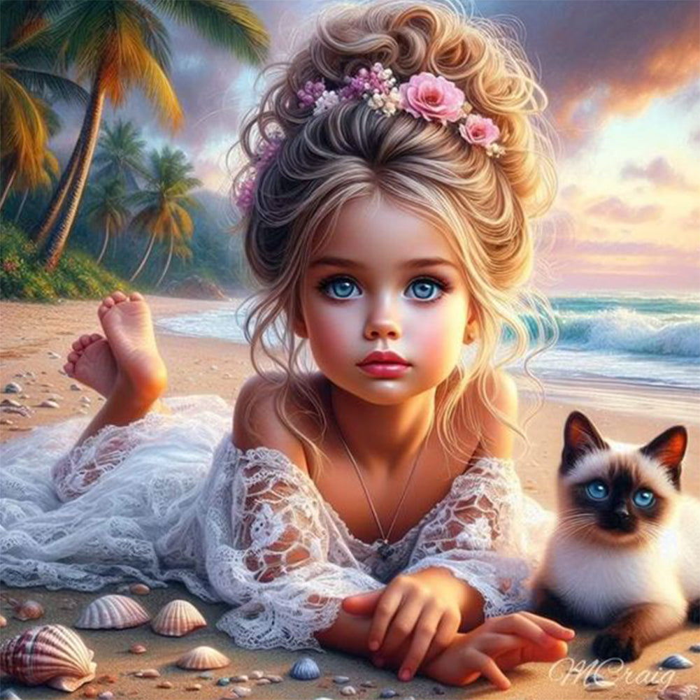 Diamond Painting - Full Round - Cute Girl (30*30CM)