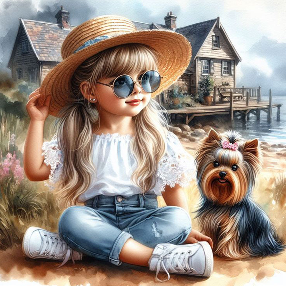 Diamond Painting - Full Round - Cute Girl (30*30CM)