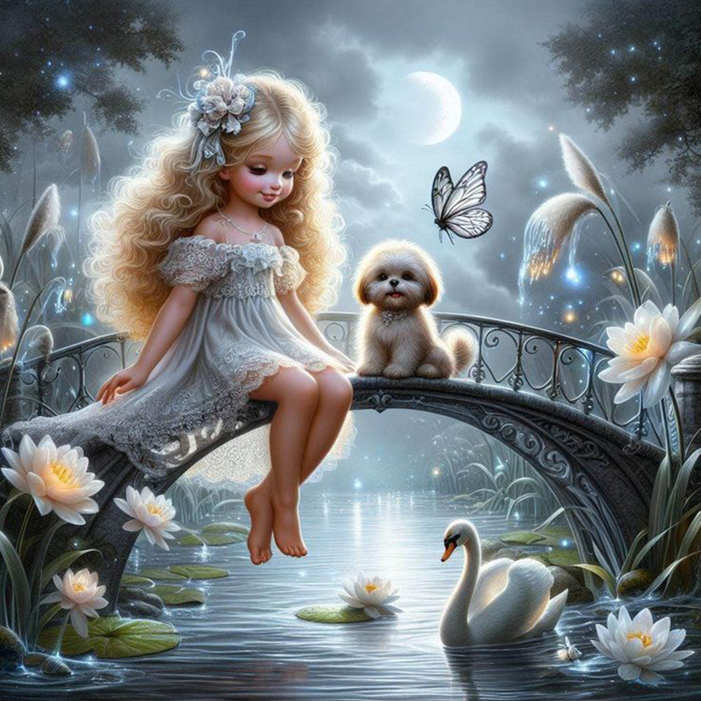 Diamond Painting - Full Round - Cute Girl (30*30CM)