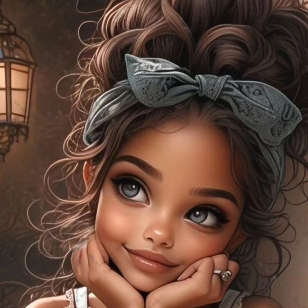 Diamond Painting - Full Round - Girl with Chin on Hand (30*30CM)