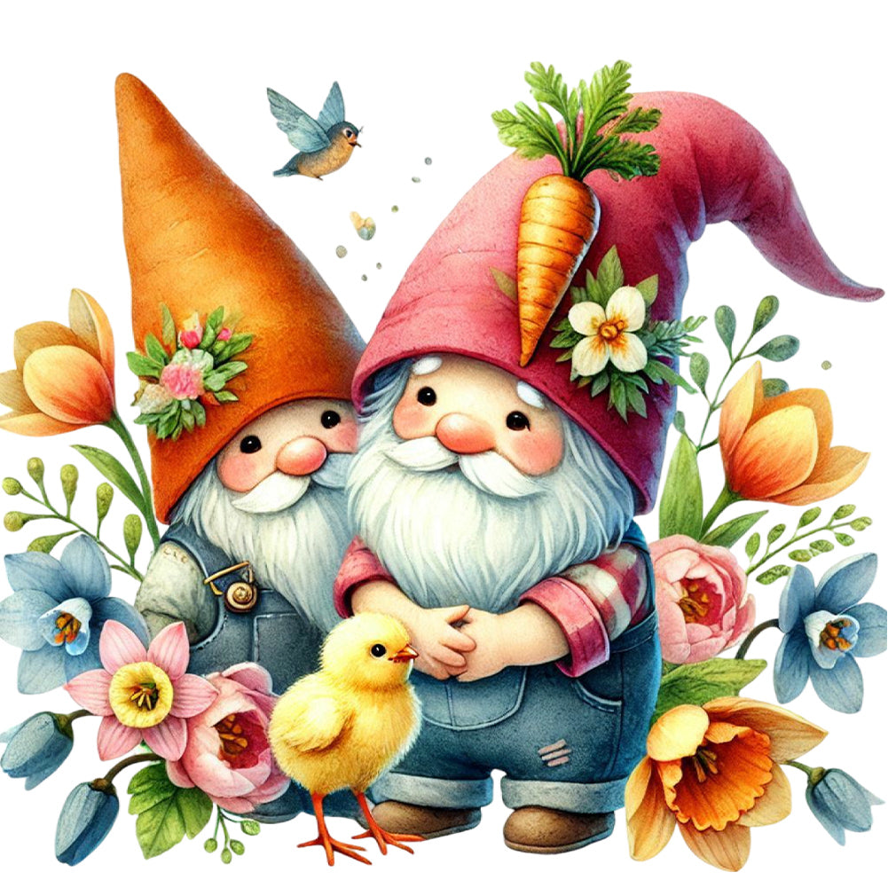 Diamond Painting - Full Round - Gnome and Flower (30*30CM)