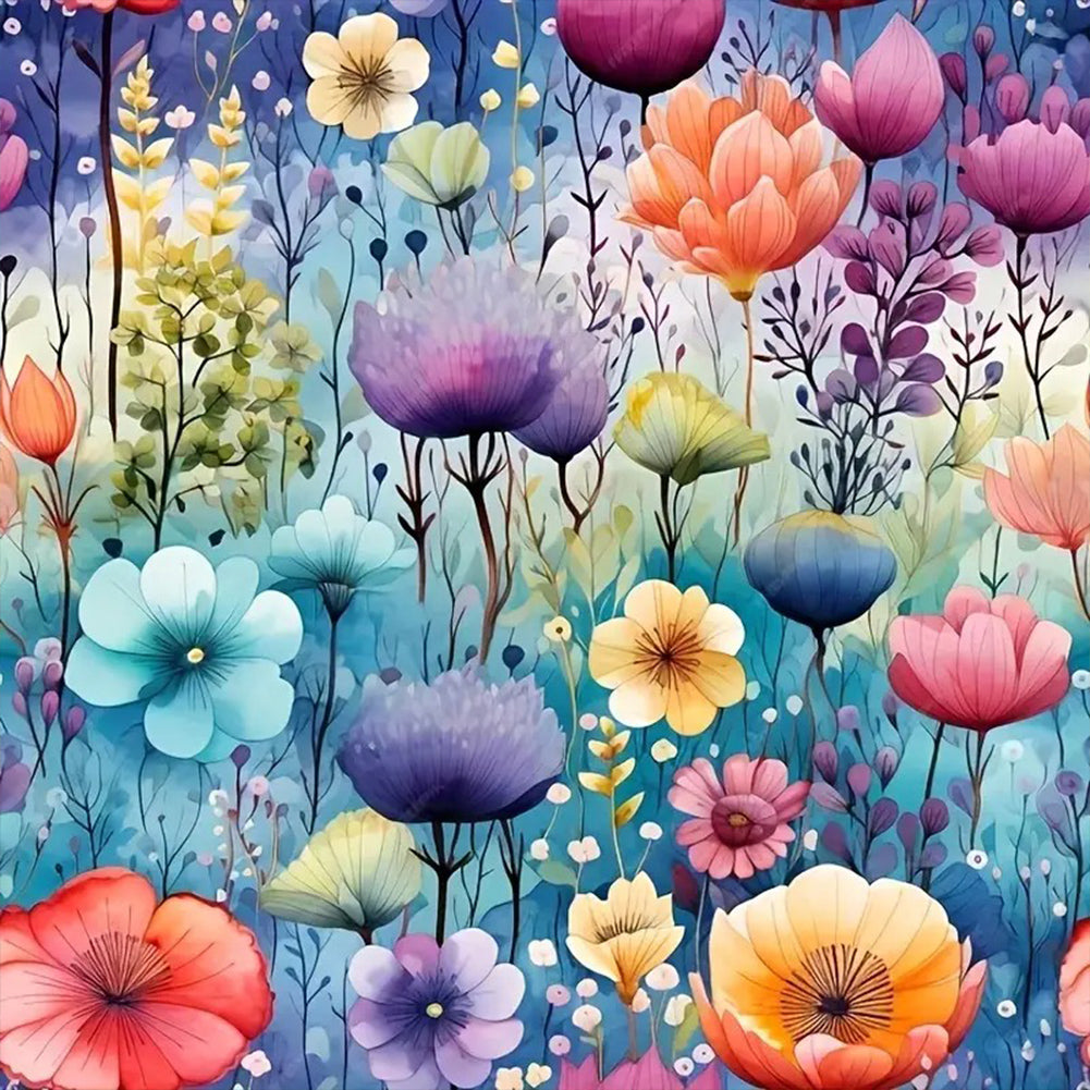 Diamond Painting - Full Round - Flowers and grass (40*40CM)
