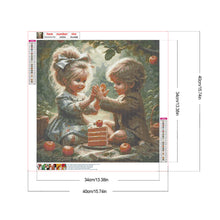 Load image into Gallery viewer, Diamond Painting - Full Round - Girl and boy on picnic (40*40CM)
