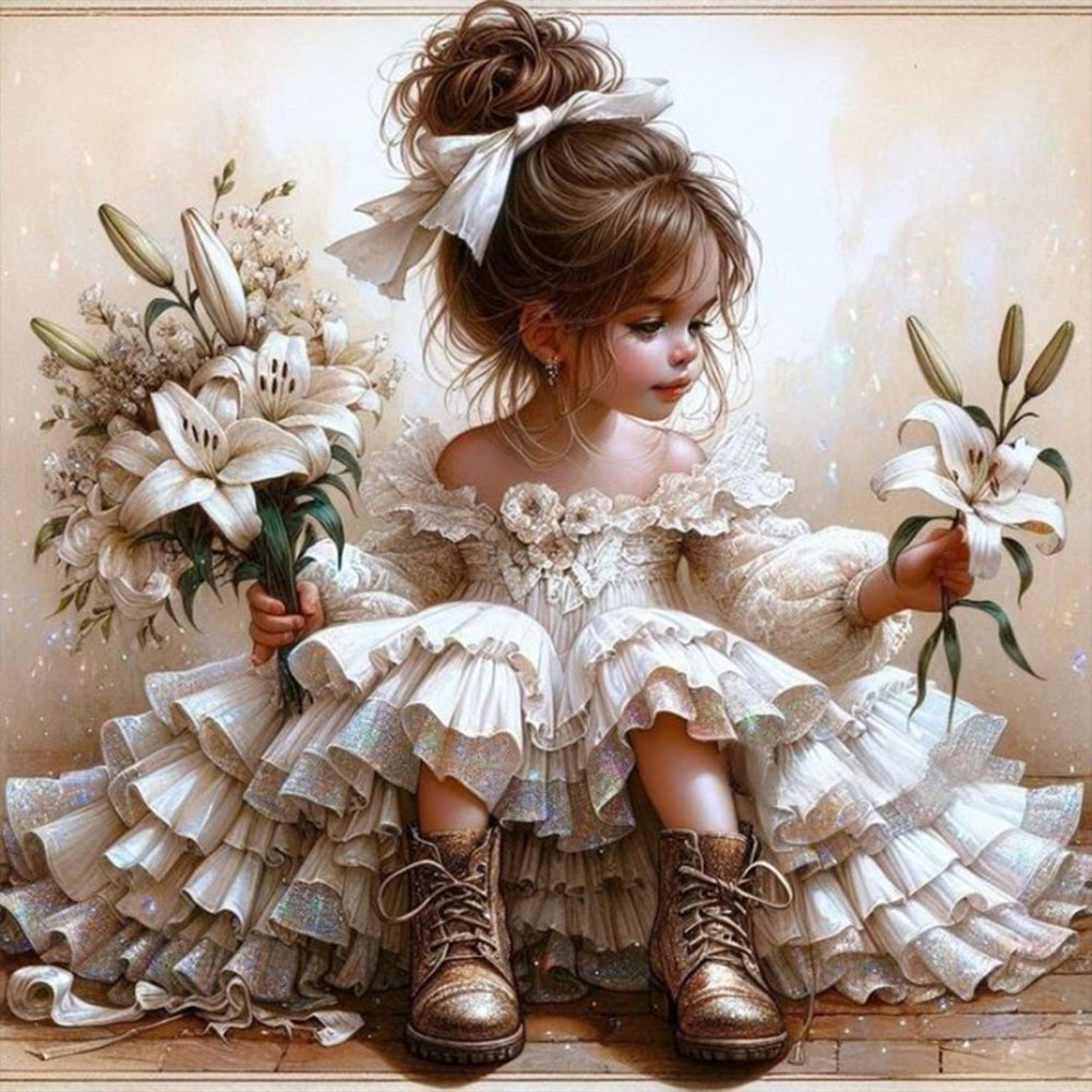 Diamond Painting - Full Round - Girl in lily wedding dress (40*40CM)