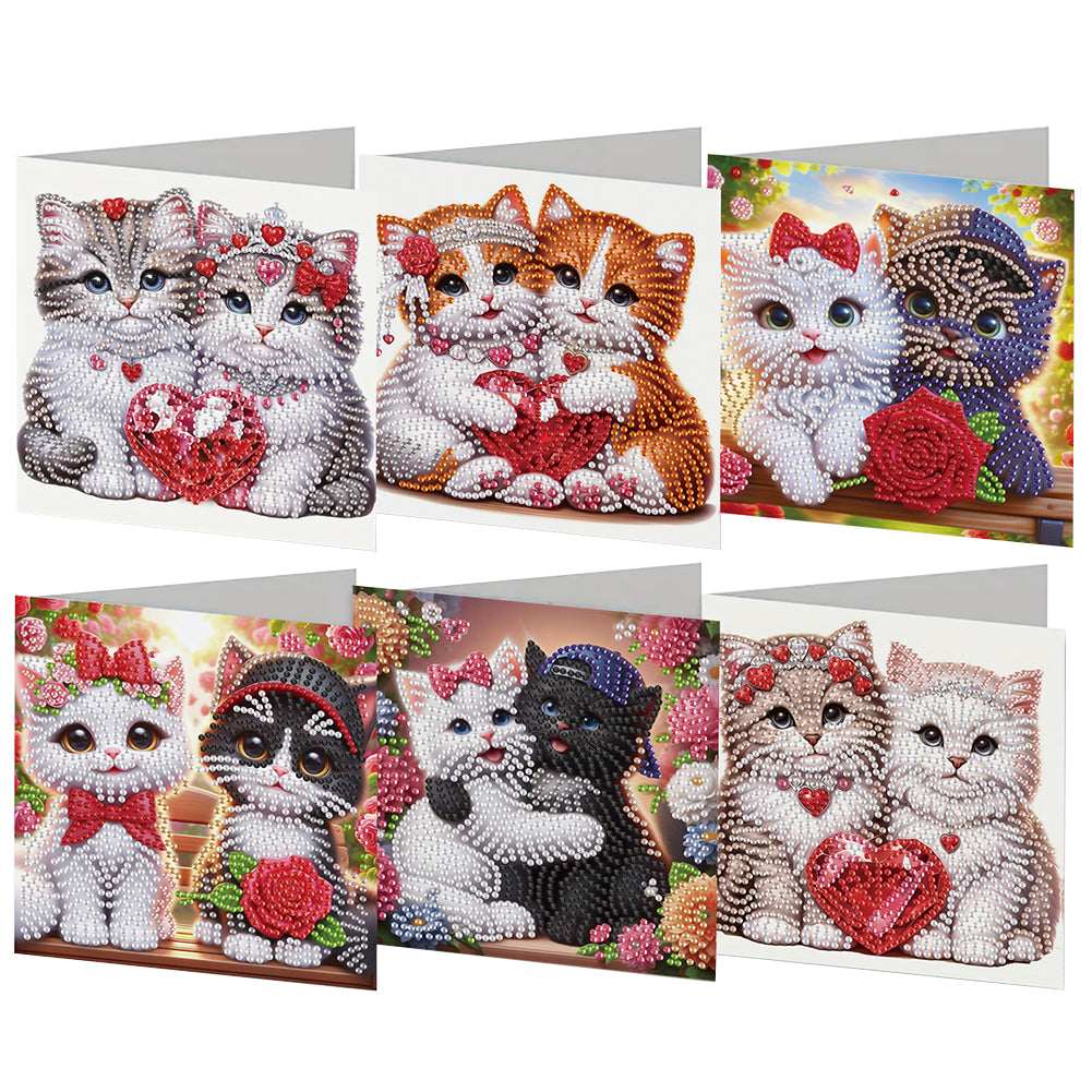 6Pcs Valentines Day Angel DIY Diamond Painting Card Rhinestone Painting Card Kit