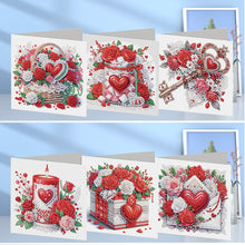 Load image into Gallery viewer, 6Pcs Valentines Day Angel DIY Diamond Painting Card Rhinestone Painting Card Kit
