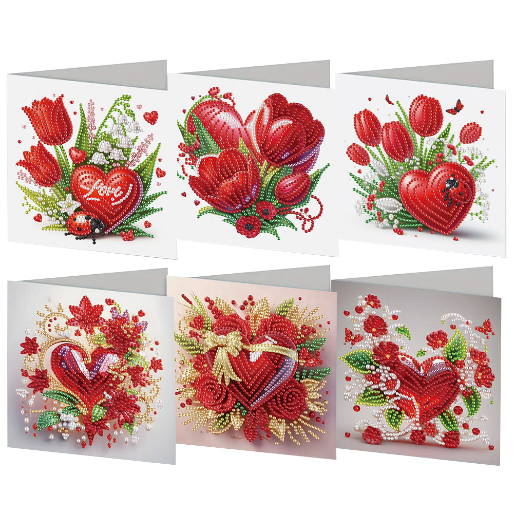 6Pcs Valentines Day Angel DIY Diamond Painting Card Rhinestone Painting Card Kit