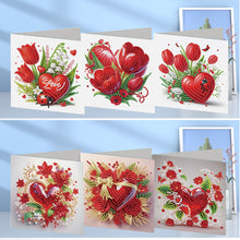 Load image into Gallery viewer, 6Pcs Valentines Day Angel DIY Diamond Painting Card Rhinestone Painting Card Kit
