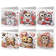 Load image into Gallery viewer, 6Pcs Valentines Day Angel DIY Diamond Painting Card Rhinestone Painting Card Kit
