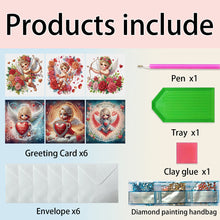 Load image into Gallery viewer, 6Pcs Valentines Day Angel DIY Diamond Painting Card Rhinestone Painting Card Kit
